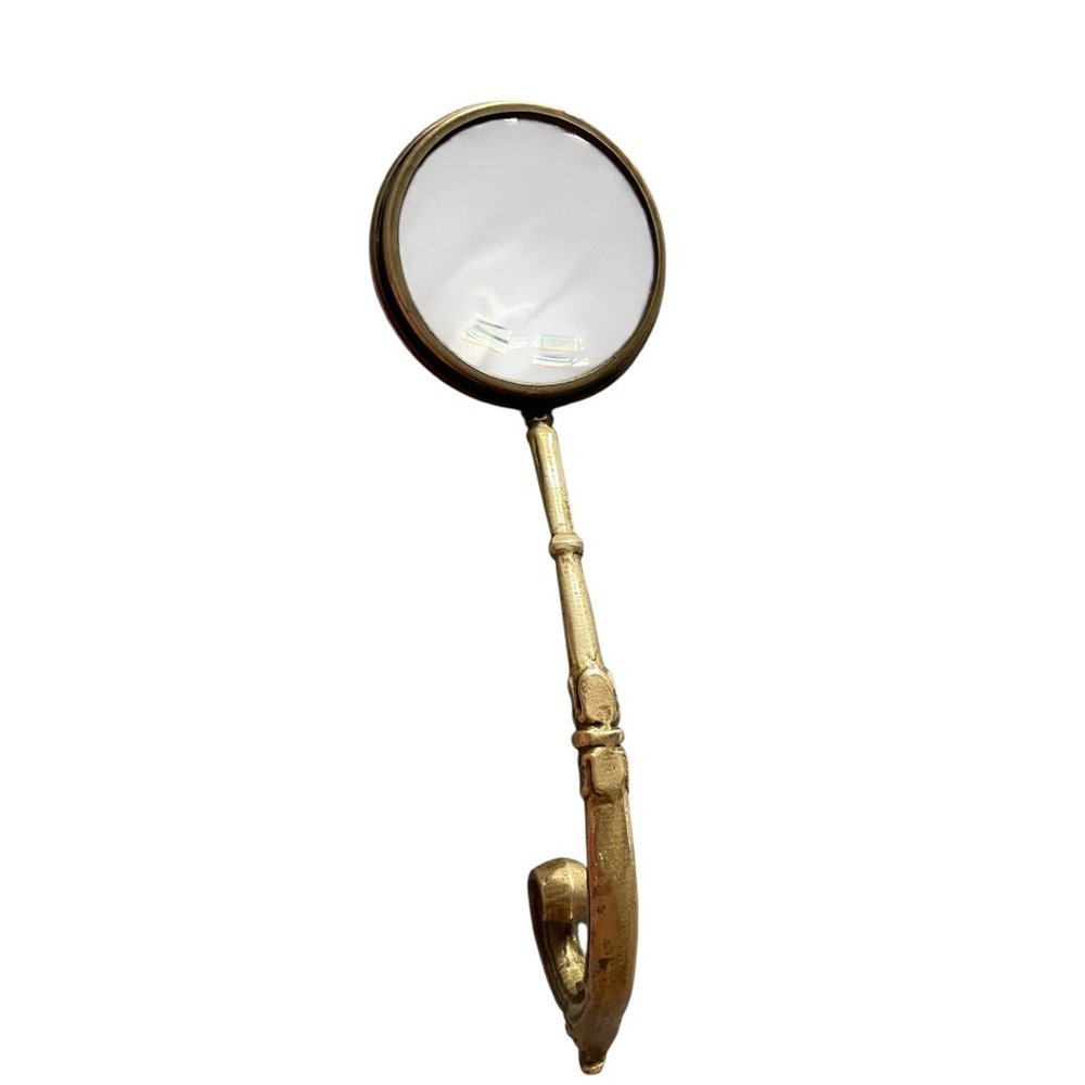 Antique vintage Art Nouveau style brass magnifying glass patina ornate